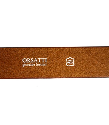 Brązowy skórzany pasek damski z klasyczną klamrą marki Orsatti