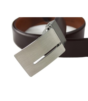 Brązowy pasek do garnituru marki Orsatti z zabudowaną klamrą