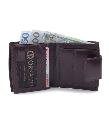 Nieduży portfel damski Orsatti D-04B w kolorze brązowym, skóra