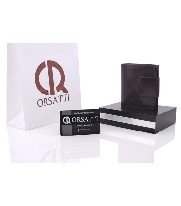 Nieduży portfel damski Orsatti D-04B w kolorze brązowym, skóra