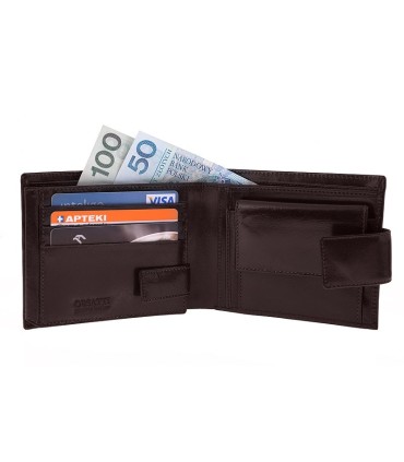 Męski, doskonale wyposażony portfel Orsatti M05A w kolorze czarnym