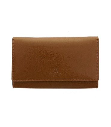 Długi, skórzany portfel damski Orsatti D05F koniak