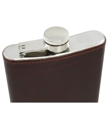 Skórzana elegancka piersiówka Orsatti 240 ml, brązowa