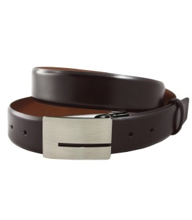 Brązowy pasek do garnituru marki Orsatti z zabudowaną klamrą