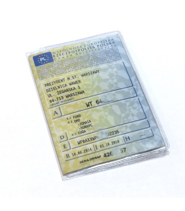 Etui na dowód rejestracyjny Orsatti z dodatkową kieszenią, przezroczyste