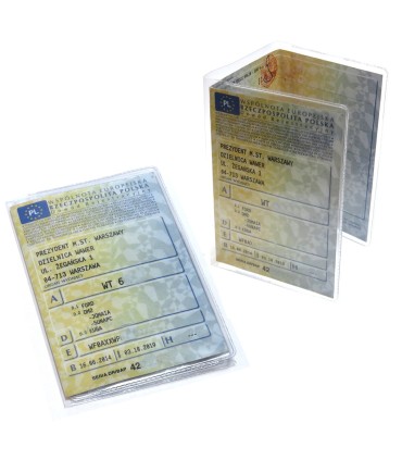 4x Etui na dowód rejestracyjny Orsatti z dodatkową kieszenią, przezroczyste